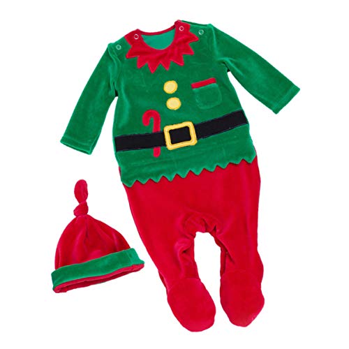 VALICLUD Bebé Niño Niña Traje de Navidad Elfo Mono con Sombrero Niño Niños Niñas Traje de Navidad Pijamas Ropa 66 Cm 3-6 Meses