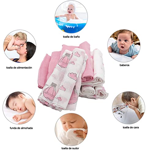 Various Muselinas 100% Algodón para Bebés,Gasas Pañales 80x80cm Suaves para Bebes,Toalla Facial Infantil,Arrullos Bebés Recién Nacidos