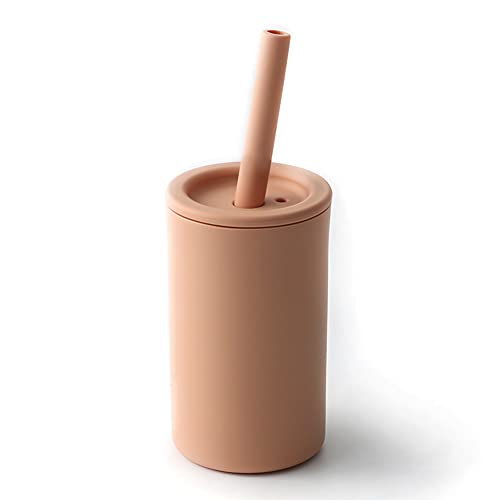 Vaso de silicona de grado alimenticio a prueba de fugas, 6 meses, 100% libre de BPA, 200 ml (albaricoque)