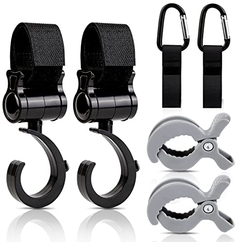 Vegena 6 pcs Ganchos Carrito Bebé Universal, Gancho Para Colgar Cochecito, Ganchos para Silla de Paseo, pinzas para cochecito de bebe para Cochecito de bebe, Mantas Para Colgar Cartera Bolso