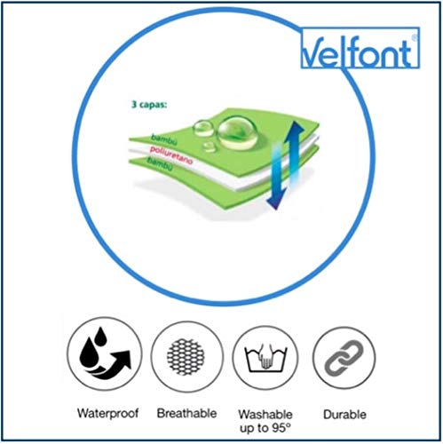 Velfont - Protector de colchón de suave esponja de bambú 100% - Impermeable e hiper-transpirable - Antiácaros (70 x 140 cm)