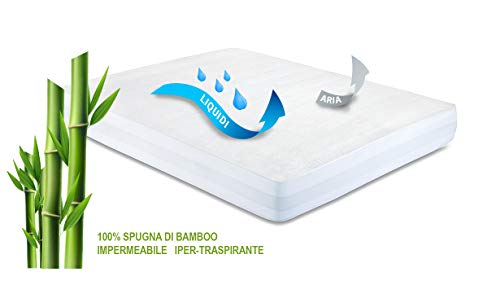 Velfont - Protector de colchón de suave esponja de bambú 100% - Impermeable e hiper-transpirable - Antiácaros (70 x 140 cm)