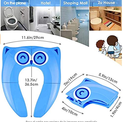 [Versión mejorada] Asiento de inodoro plegable Entrenador de inodoro para niños, Gimars Asiento de inodoro de viaje Inodoro para viajar (azul)