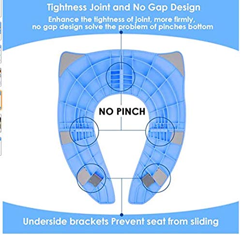 [Versión mejorada] Asiento de inodoro plegable Entrenador de inodoro para niños, Gimars Asiento de inodoro de viaje Inodoro para viajar (azul)