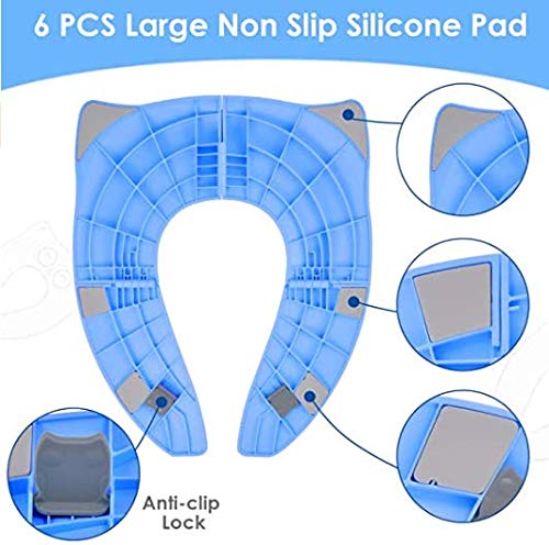 [Versión mejorada] Asiento de inodoro plegable Entrenador de inodoro para niños, Gimars Asiento de inodoro de viaje Inodoro para viajar (azul)