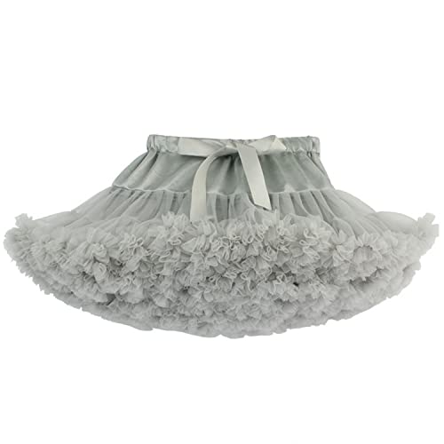 Verve Jelly Baby Girl Tutu Falda de tutú suave y esponjosa para niña con cubierta de pañal Tutú infantil para niñas Falda de tul con lazo Gris XS 0-1 años