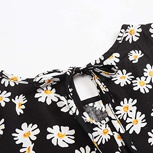 Vestidos de bebé para niñas - Ropa de bebé Niñas - Vestido de manga larga de una pieza con estampado floral de princesa vestido de otoño para niños (6 meses a 3 años), Negro, 24 meses