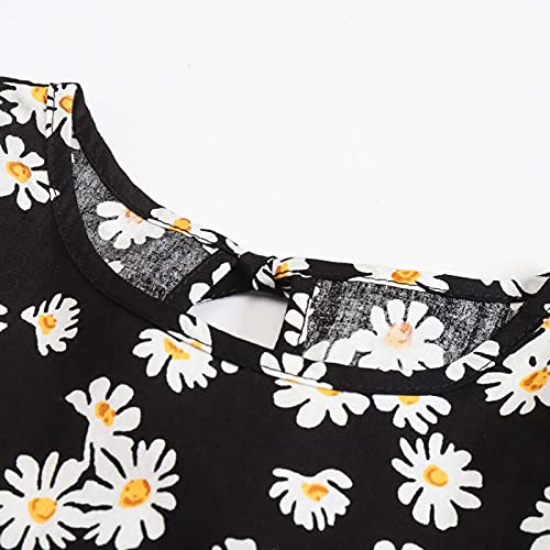 Vestidos de bebé para niñas - Ropa de bebé Niñas - Vestido de manga larga de una pieza con estampado floral de princesa vestido de otoño para niños (6 meses a 3 años), Negro, 24 meses