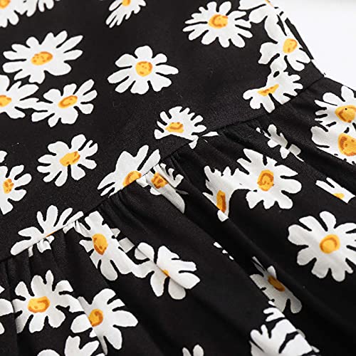 Vestidos de bebé para niñas - Ropa de bebé Niñas - Vestido de manga larga de una pieza con estampado floral de princesa vestido de otoño para niños (6 meses a 3 años), Negro, 24 meses