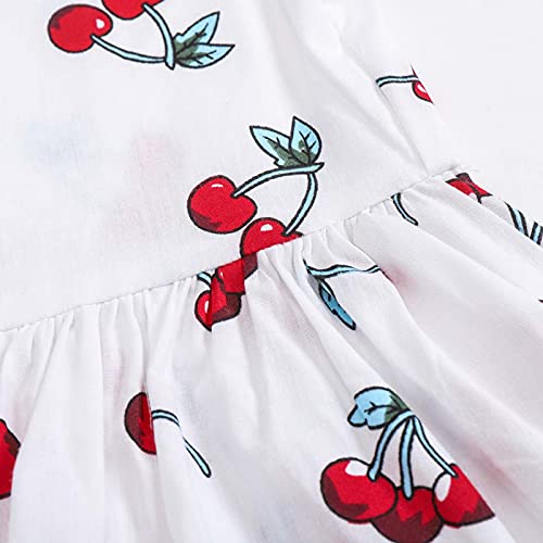 Vestidos de bebé para niñas - Ropa de bebé Niñas - Vestido de manga larga de una pieza con estampado floral de princesa vestido de otoño para niños (6 meses a 3 años), blanco, 9 mes