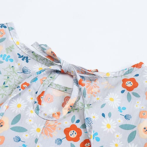 Vestidos de bebé para niñas - Ropa de bebé Niñas - Vestido de manga larga de una pieza con estampado floral de princesa vestido de otoño para niños (6 meses a 3 años), gris, 2-3 Años