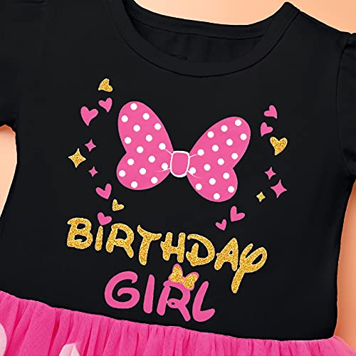 Vestidos de Princesa para Niñas Pequeñas Disfraz de Minnie Mouse Vestido Tutú de Lunares del Manga Corta con Diadema Conjuntos de Ropa para Navidad Cumpleaños Carnaval Rosa Caliente 4 Años