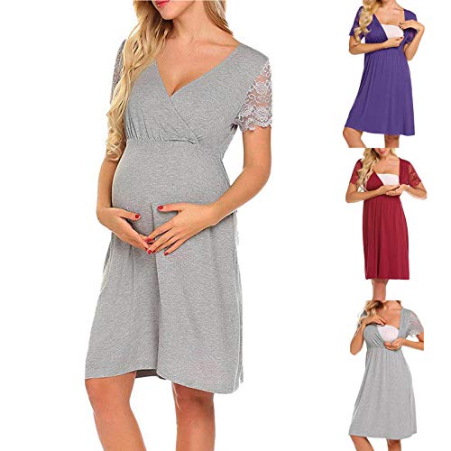 Vestidos Premama Verano SHOBDW Moda 2019 Vestidos Mujer Verano Impresión de Dibujos Animados Pijamas Mujer Tallas Grandes Ropa Premamá Cómoda Vestido de Maternidad de Fiesta (L, Azul 2)