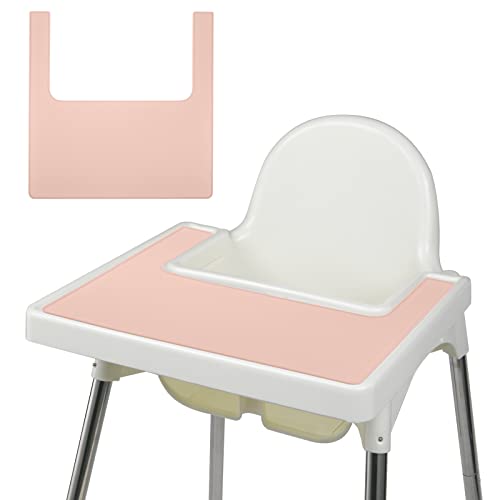 Vicloon Mantel Silicona para Silla Alta, Adecuado para IKEA Mantel Individual para Silla Alta, Adecuado para Trona IKEA Antilop, Adecuado para Niños Pequeños y Bebés（Rosa）