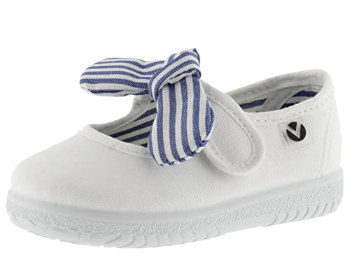 victoria Plano VICTORIA MERDECITA OJALÁ Lona con Lazo DE Rayas EXTRAÍBLE Y Cierre DE Tira ADHERENTE 105110-KIDS para Unisex-niños Blanco 21