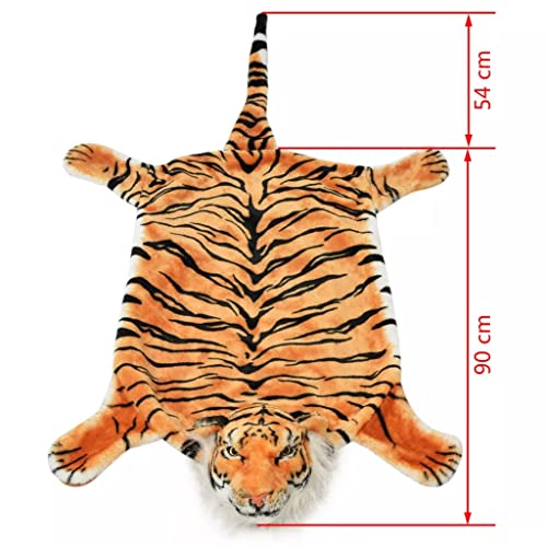 vidaXL Alfombra de Tigre de Peluche 144cm Marrón Alfombrilla Niños Felpa Suave