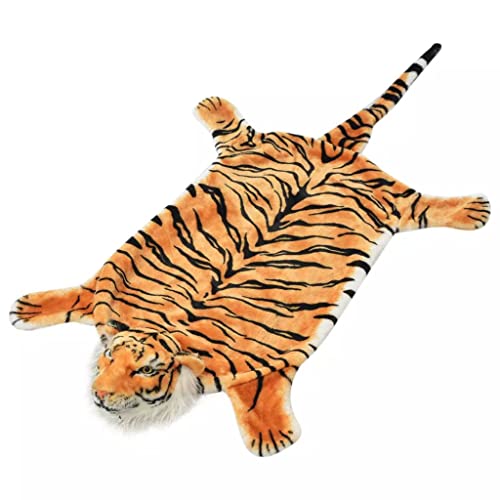 vidaXL Alfombra de Tigre de Peluche 144cm Marrón Alfombrilla Niños Felpa Suave