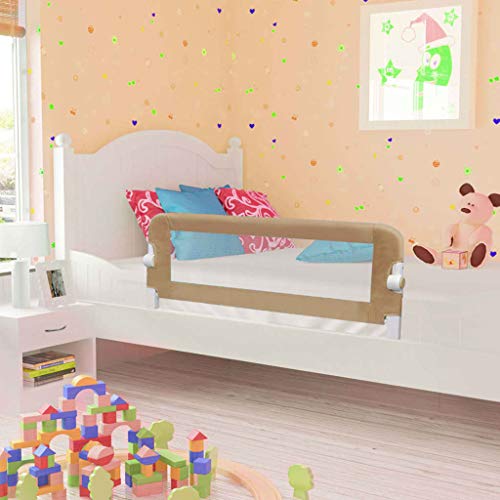 vidaXL Barandilla de Seguridad Cama de Niño Poliéster Casa Hogar Habitación Dormitorio Movilidad Mobiliario Clínico Colchón Salud 120x42 cm Taupe