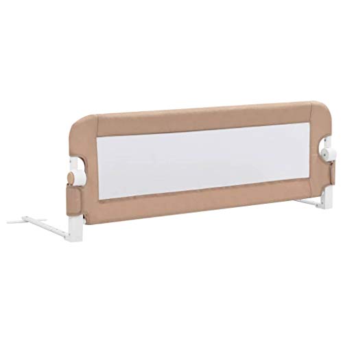 vidaXL Barandilla de Seguridad Cama de Niño Poliéster Casa Hogar Habitación Dormitorio Movilidad Mobiliario Clínico Colchón Salud 120x42 cm Taupe