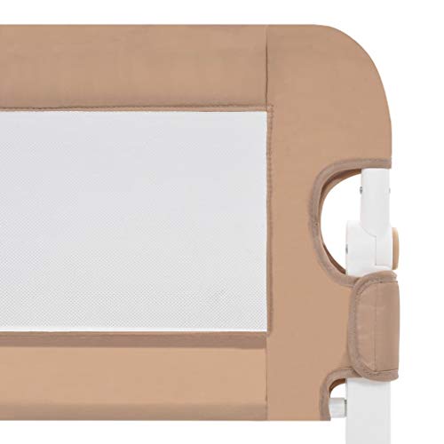 vidaXL Barandilla de Seguridad Cama de Niño Poliéster Casa Hogar Habitación Dormitorio Movilidad Mobiliario Clínico Colchón Salud 180x42 cm Taupe