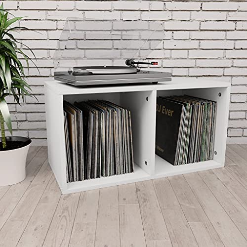 vidaXL Caja para Discos de Vinilo Aglomerado Blanca 71x34x36cm Mobiliario CDs Accesorios Organización Música Colección Hobbies Diseño Elegante Clásico