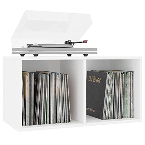 vidaXL Caja para Discos de Vinilo Aglomerado Blanca 71x34x36cm Mobiliario CDs Accesorios Organización Música Colección Hobbies Diseño Elegante Clásico