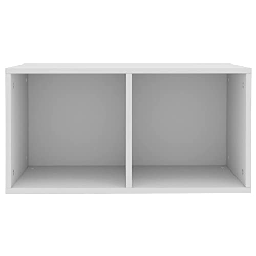 vidaXL Caja para Discos de Vinilo Aglomerado Blanca 71x34x36cm Mobiliario CDs Accesorios Organización Música Colección Hobbies Diseño Elegante Clásico