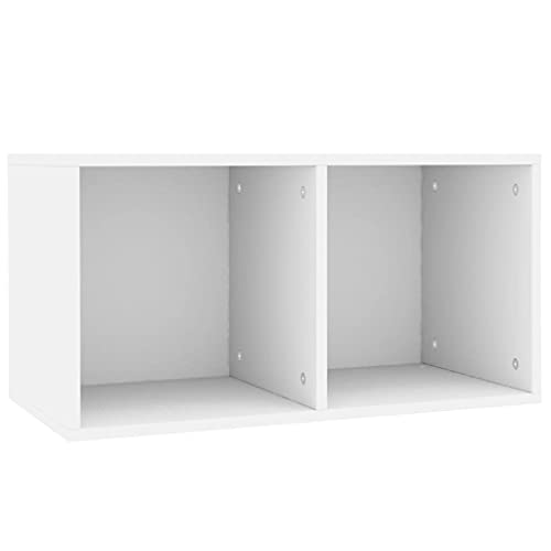 vidaXL Caja para Discos de Vinilo Aglomerado Blanca 71x34x36cm Mobiliario CDs Accesorios Organización Música Colección Hobbies Diseño Elegante Clásico