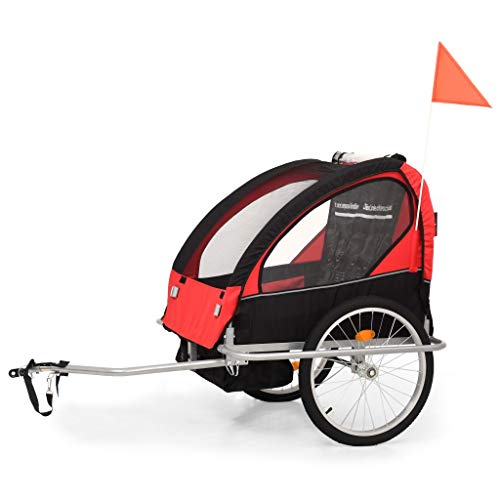 vidaXL Cochecito y Remolque de Bicicleta para Niños 2 en 1 Negro Rojo Juguete