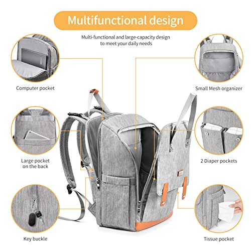 Viedouce Mochila para Pañales de Bebé,Mochila para Bebe, Biberones Bolso de Cambio,Mochila de Bolso Bebe Pañales,Mochila Maternidad con Cambiador y Soporte para Chupete,Impermeable,Gran Capacidad