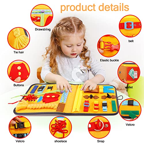 VIPNAJI Tablero Montessori, Tablero Sensorial Montessori para Niños Habilidades Básicas Juguetes Educativo Temprano Aprende la Psico Motricidad Fina Juguetes Prácticos, Aprendizaje Regalo Busy Board