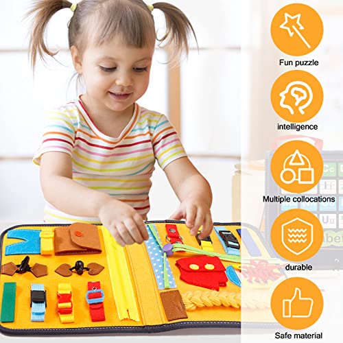 VIPNAJI Tablero Montessori, Tablero Sensorial Montessori para Niños Habilidades Básicas Juguetes Educativo Temprano Aprende la Psico Motricidad Fina Juguetes Prácticos, Aprendizaje Regalo Busy Board