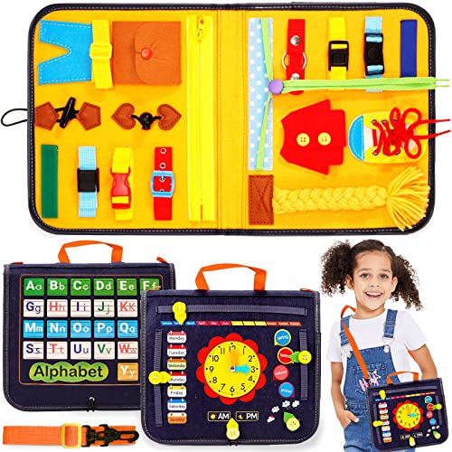 VIPNAJI Tablero Montessori, Tablero Sensorial Montessori para Niños Habilidades Básicas Juguetes Educativo Temprano Aprende la Psico Motricidad Fina Juguetes Prácticos, Aprendizaje Regalo Busy Board