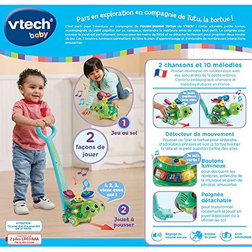 VTech-80-547605 Tortuga de Empuje, Multicolor (547605)