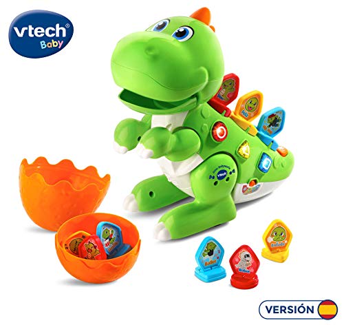 VTech - Dino Babysaurio Travieso, Simpática Mascota Interactiva Acompañada de 9 Fichas para Cambiar la Personalidad, Diversión Jurásica, Color Verde (80-518722)