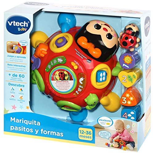 VTech - Mariquita Pasitos y formas, Simpático Juguete de Arrastre encajable para Aprender Formas, Animales, números y Vocabulario sobre la Naturaleza, Multicolor (3480-522322)