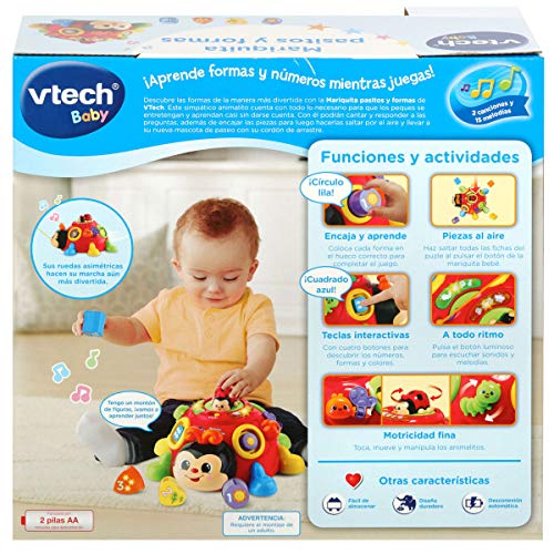 VTech - Mariquita Pasitos y formas, Simpático Juguete de Arrastre encajable para Aprender Formas, Animales, números y Vocabulario sobre la Naturaleza, Multicolor (3480-522322)