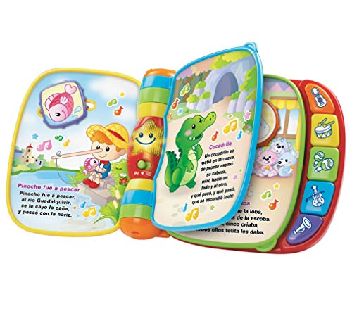 VTech - Primeras Canciones, Libro Interactivo para bebé +6 Meses con Las Canciones Infantiles más Populares + Pequephone bilingüe, Juguete bebé +6 Meses, teléfono Infantil