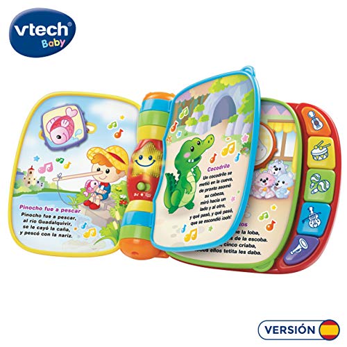 VTech - Primeras Canciones, Libro Interactivo para bebé +6 Meses con Las Canciones Infantiles más Populares + Pequephone bilingüe, Juguete bebé +6 Meses, teléfono Infantil