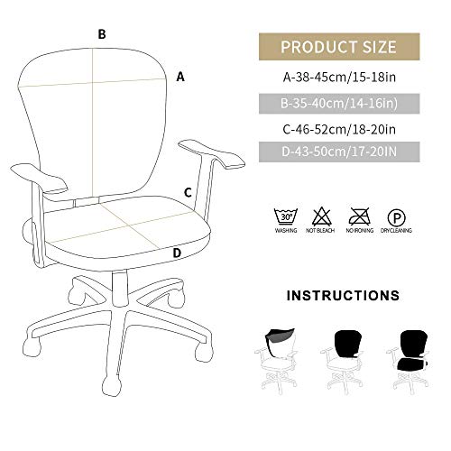 VvXx Fundas para Sillas, Extraíble Lavable Blanco Silla Giratoria Cubierta del Asiento Sillas Fundas, Elástico Duradero Y Elástico Spandex, Protector De La Silla para El Comedor Bar De La