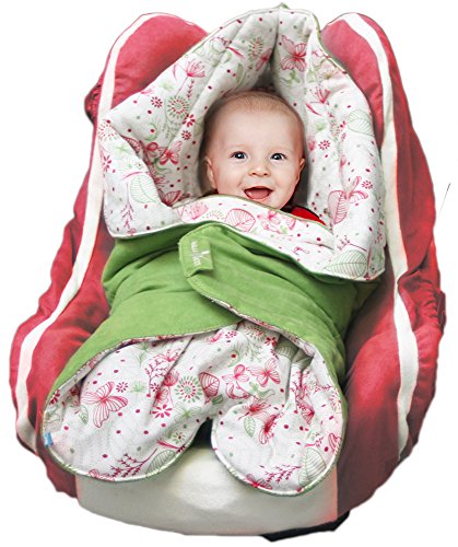 :Wallaboo Leaf - Manta para bebé muy práctica y ultra suave, 85 x 85 cm, para el asiento del bebé en el coche, asiento del Auto, por ejemplo, Maxi-Cosi, Römer, para Buggy, cochecito o cuna, con una bonita forma de flor, Talla:0 - 12 meses, color: verde