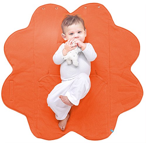 Wallaboo Manta Para Bebé Fleur, Muy Práctica y Ultra Suave, 85 x 85 cm, Manta para Envolver, Bebé Recién Nacido Hasta 12 Meses, 100% Algodón Suave, Color: Naranja