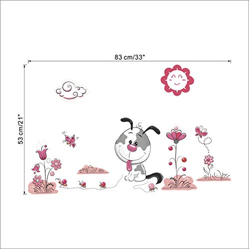 Wanghan Perros Mascota Cachorro Flor Pegatinas De Pared Tatuajes De Mural Poster Niños Nursery Kids Dormitorio Decoración