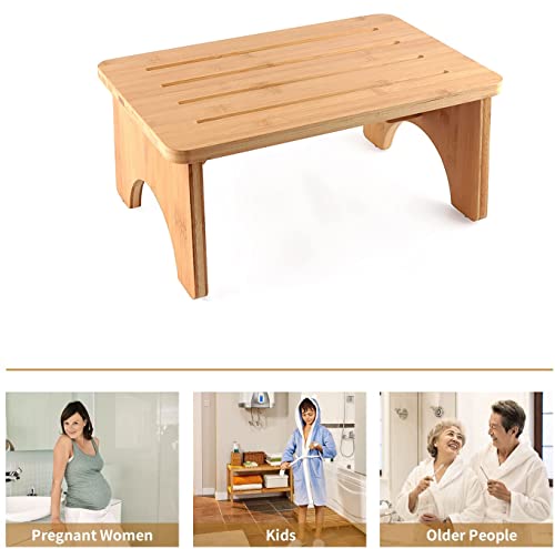 WCPQT Actualizar Natural Color Bambú Taburete De Aseo En Cuclillas,Universal-Ajuste Portátil Taburete De Entrenamiento para IR Al Baño,para Mejor Salud del Colon-A 15.5x9.8x6.8 Pulgadas