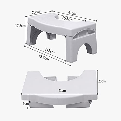 WCPQT para Adulto Niños,７" Altura No-resbalón Taburete De Aseo De Baño,Plegable Portátil Heces De Inodoro-Blanco 41x25x17.5cm(16x10x7inch)