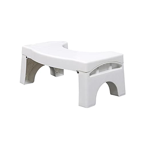 WCPQT para Adulto Niños,７" Altura No-resbalón Taburete De Aseo De Baño,Plegable Portátil Heces De Inodoro-Blanco 41x25x17.5cm(16x10x7inch)