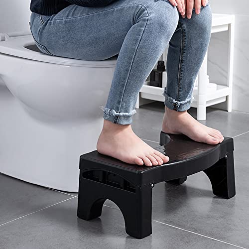 WCPQT para Adulto Niños,Entrenamiento para IR Al Baño Portátil Taburete De Aseo En Cuclillas,Plegable No-resbalón Heces De Inodoro-Negro 41x25x17.5cm(16x10x7inch)