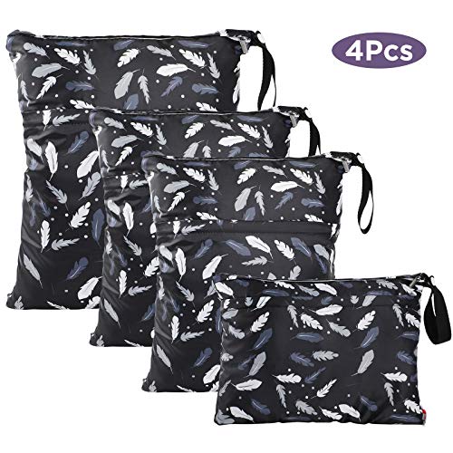 WD&CD 4 Pcs Bolsa de Pañales, Bebé Impermeable Reutilizable Lavable Bolsa Organizador de Maquillaje con Cremallera, 1 x Grande, 2 x Medianos, 1 x Pequeño