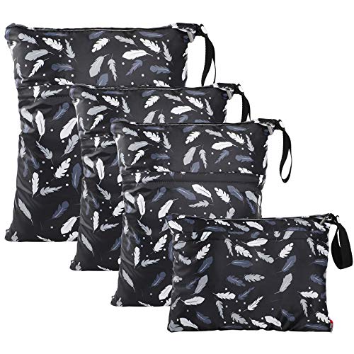 WD&CD 4 Pcs Bolsa de Pañales, Bebé Impermeable Reutilizable Lavable Bolsa Organizador de Maquillaje con Cremallera, 1 x Grande, 2 x Medianos, 1 x Pequeño