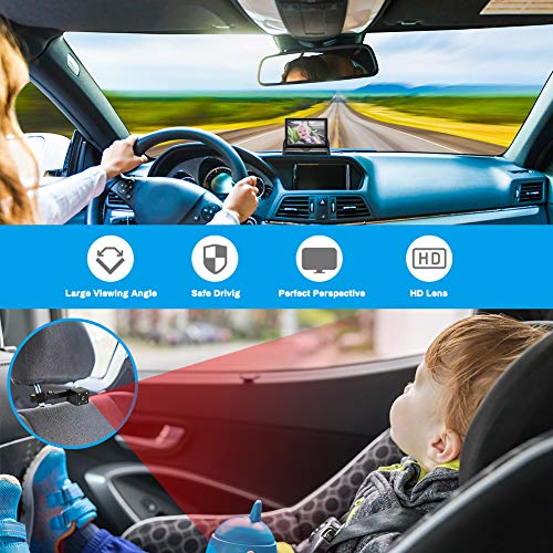 Welltop Espejo Retrovisor Coche Bebé, Bebé Coche Espejo, Cámara de Coche para Vigilar al Bebé en el Coche, Cámara para Coche de Bebé Ajustable de 360 ° con Vista Amplia de 150 °